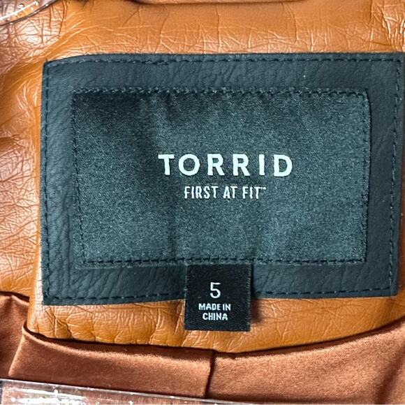 Torrid Vegan Motorcycle Style Jacket - Cognac - Picture 4 of 8